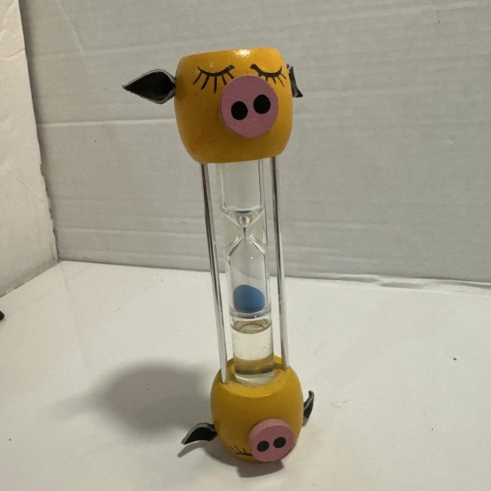 Zoomorphic Hourglass Pig Head Table Art Time Counter Vintage Design